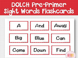 Free Dolch Pre Primer Sight Word Cards Pocket Chart By
