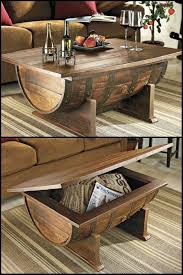 wine barrel coffee table in stock