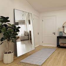Seafuloy 31 5 In W X 71 5 In H Large Rectangle Black Alloy Framed Full Length Wall Mounted Standing Mirror
