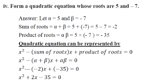Form A Quadratic Equation Whose Roots