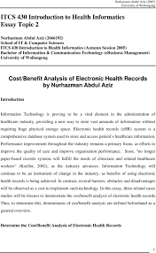 itcs introduction to health informatics essay topic pdf technology is proving to be a vital element in the administration of healthcare industry providing