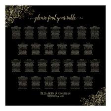 26 Table Wedding Seating Chart Black Gold Frills Zazzle