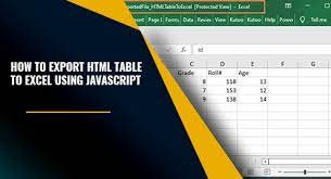 how to export html table to excel using