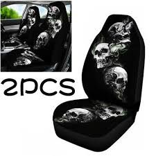 3d Skull Black Car Seat Cover Full Set