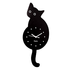 Wall Clock Cat Black Fisura