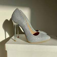 Женские блестящие туфли-лодочки на высоком каблуке шпильке, серебряные,  черные, розовые,свадебные туфли | AliExpress