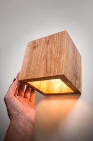 Wall Sconce Q492 Wood Lamp Above Bed