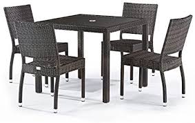 Classic Rattan Square Glass Table And 4