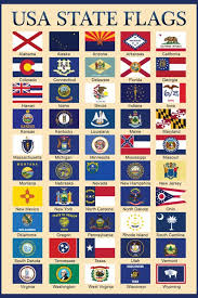 Usa 50 State Flags Chart Education Prints U S States Us