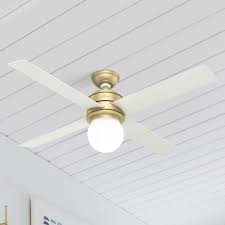 52 inch ceiling fan with led lights remote control indoor, 5 reversible blades, 3 wind speed, timer function, powerful motor, 3 light colors warm nature cold, overhead fan lamp for living room bedroom. Hunter 52 Inch Modern Brass Led Ceiling Fan With Light And Wall Control 59320 Destination Lighting