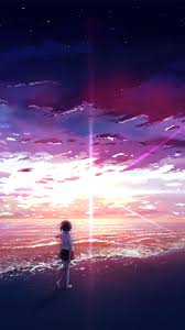 beach waves sunrise anime 4k wallpaper