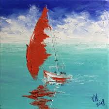 Red Sailboat Wall Art Boat Painting