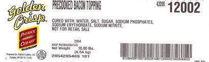 smithfield bacon topping recall