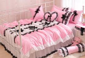 korean style black lace bedspread pink