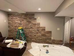 Faux Stone Basement Accent Wall