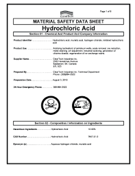 Fillable Online Material Safety Data Sheet Hydrochloric Acid