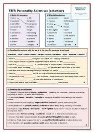 test personality adjective english