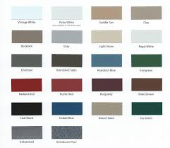 Color Chart Metal Roofing