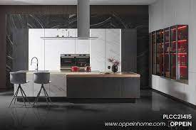 modern open kitchen cabinet with island