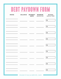 Debt Snowball Worksheet Printable Dave Ramsey Get Out Of