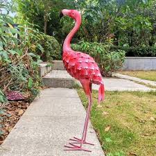 Iron Flamingo Statue Color Painting