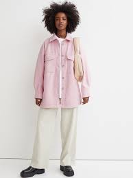 h m women pink fleece shirt jacket