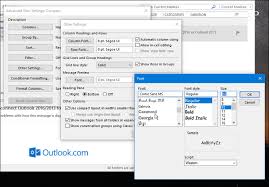 how to customize outlook reading pane fonts