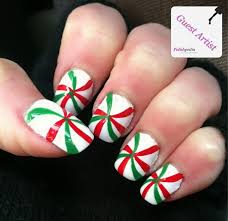 green and red peppermint nails
