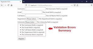 form validation in asp net core the