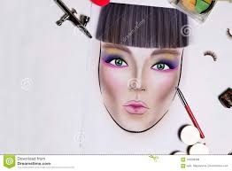 Facechart Makeup Template For Drawing Cosmetics Stock Image