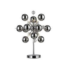 6 Light Chrome Ball Table Lamp