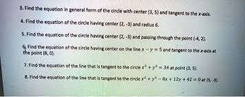 equation of the circle having center