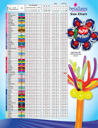 Color And Size Chart Balloonacy