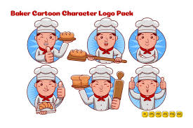 baker cartoon character logo pack