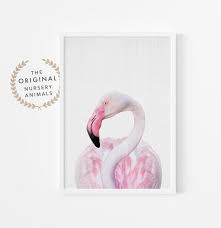 Flamingo Print Nursery Wall Art Pink