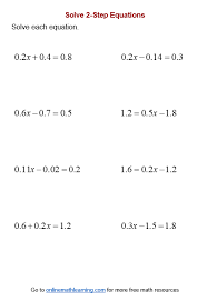 Two Step Equation Worksheets Printable