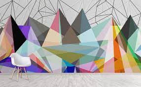 Abstract Multicolored Triangles Wall ...