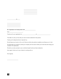 job rejection letter sles template