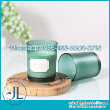 Green Cylinder Glass Candle Holder Jar