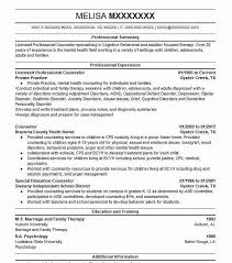 Licensed Professional Counselor Resume Example Private