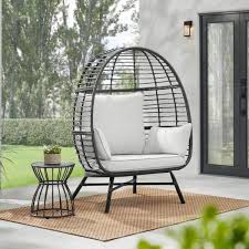 Black Wicker Outdoor Dome Egg Chair