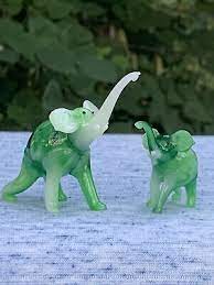 Jade Green Murano Glass Elephants Trunk