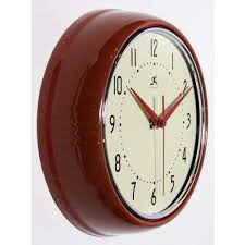 Red Retro Round Metal Wall Clock