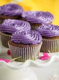 ube cupcakes with ube swiss meringue