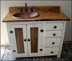 These fit into the counter with a lip extending over the disk height. Rustic Farmhouse Vanity Copper Sink 42 Off White Etsy
