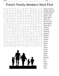 french family members word find word