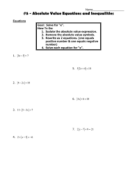 Absolute Value Equations And Inequalities