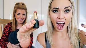 using her feet to do my makeup you
