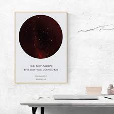 7x5 Star Map Print Red Star Chart Personalised Map Of The