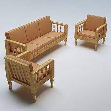 sofa set wooden 3d model cgtrader